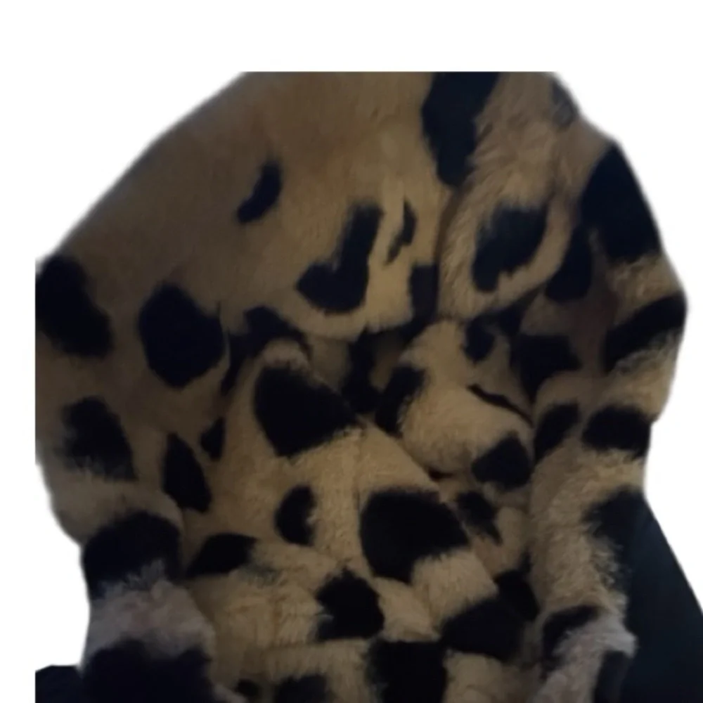 Kids Black Puffer Jacket with Leopard-Print Hood Lining - Picture 5 of 6